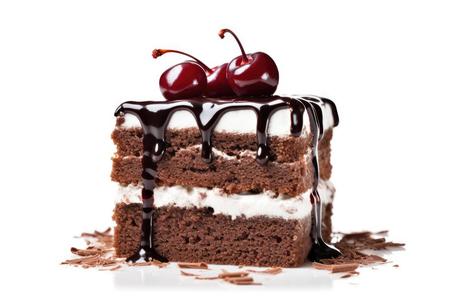 stock photo of black forest cake food photography isolated white background