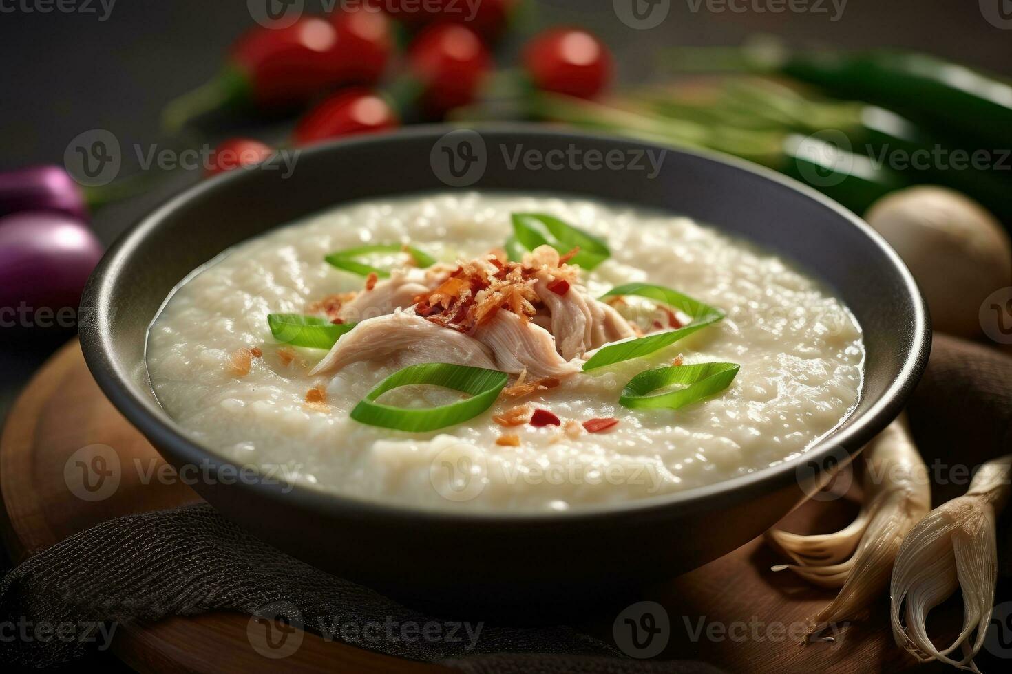 stock photo of bubur ayam food food photography studio AI Generated