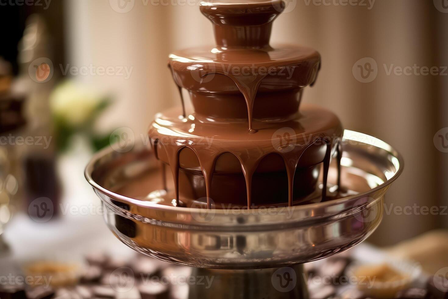 fountain chocolate for wedding with topping professional food photography photo