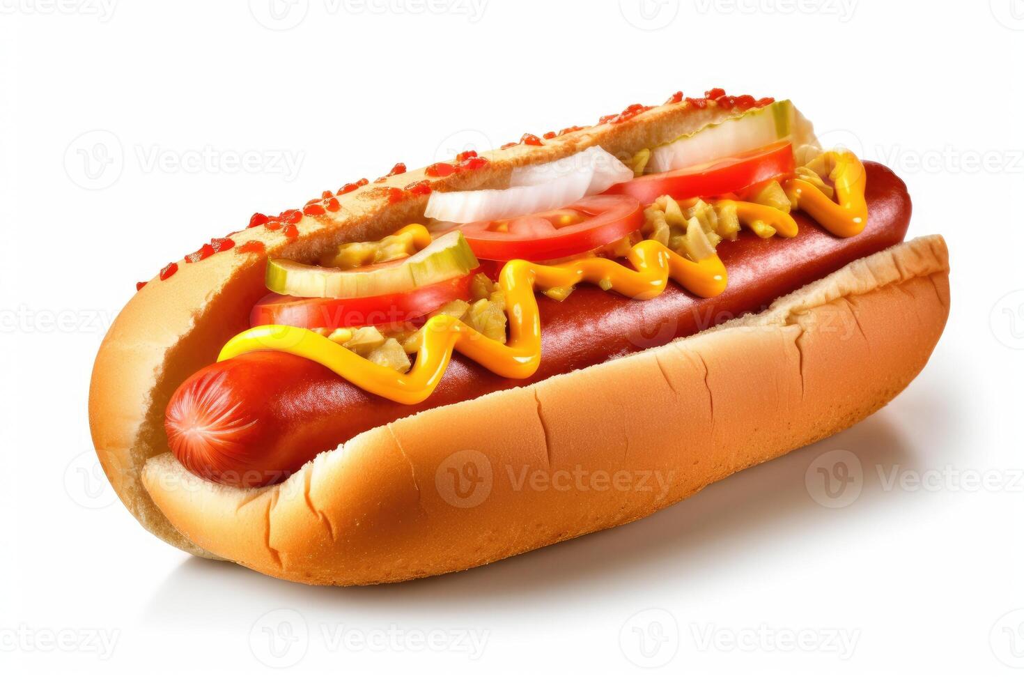 stock photo of hot dogs food photography isolated white background AI Generated