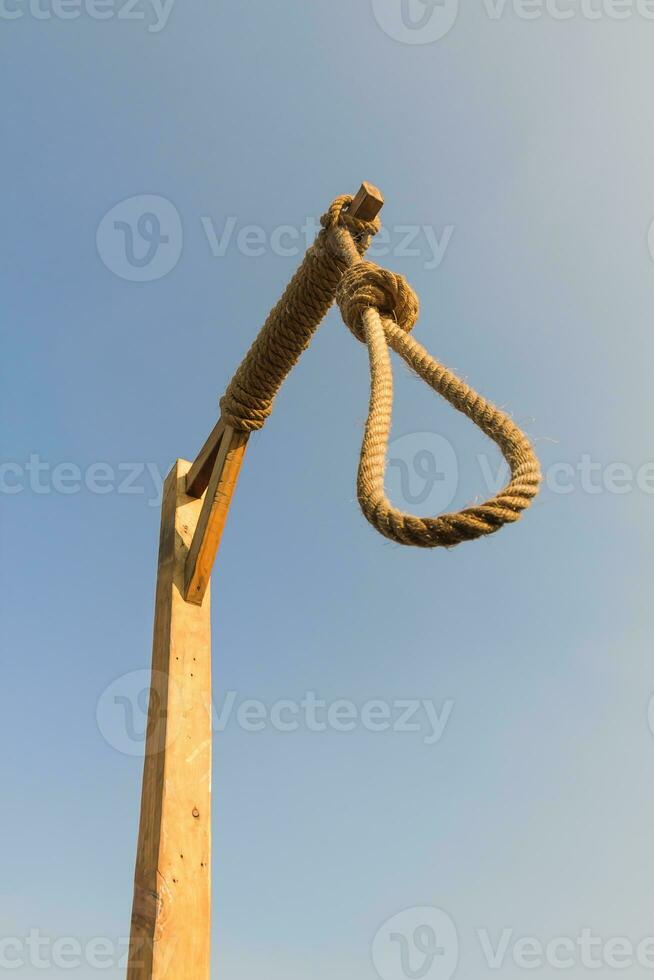 Gallows on the sky background photo