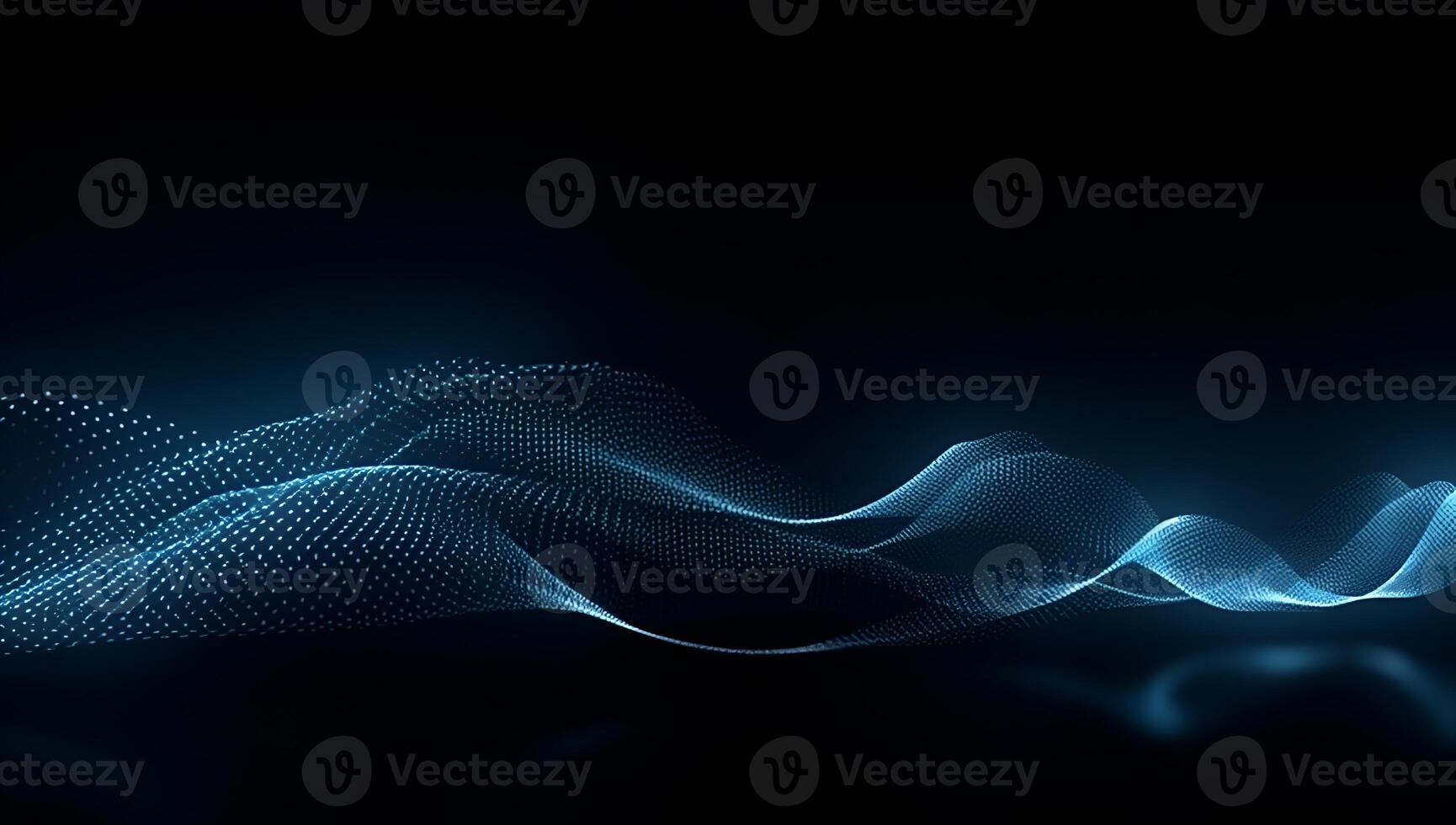 Abstract blue particle background. Flow wave with dot landscape. Digital data structure. Future mesh or sound grid. photo