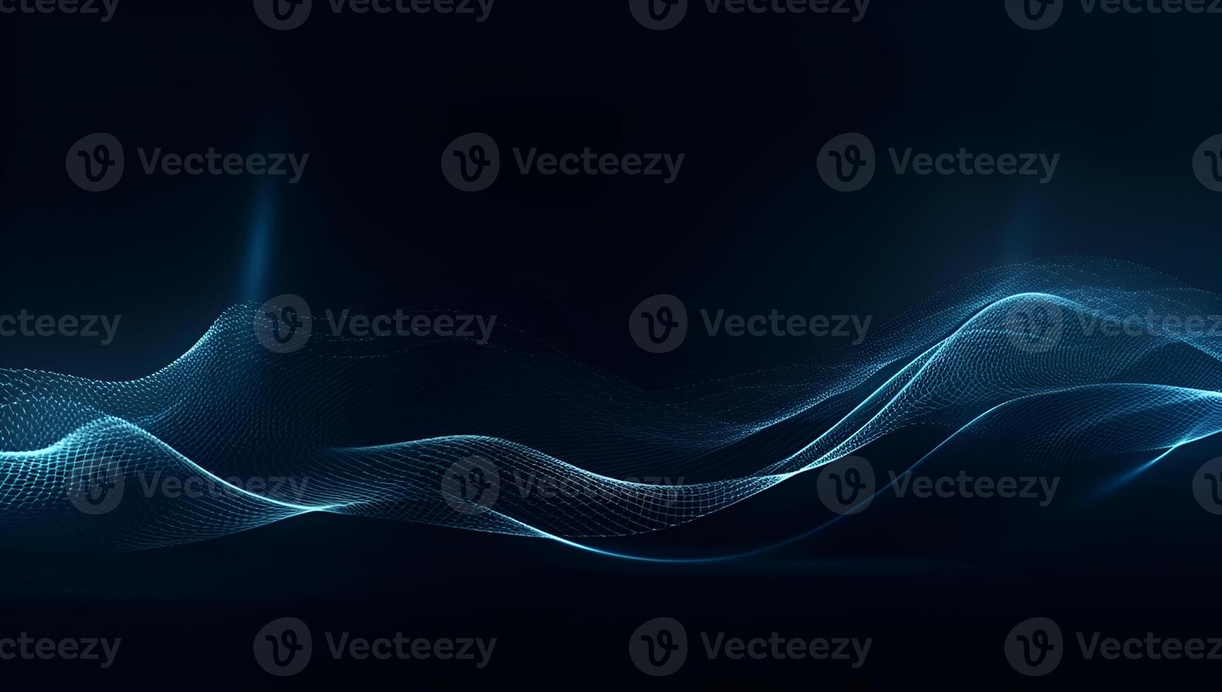 Abstract blue particle background. Flow wave with dot landscape. Digital data structure. Future mesh or sound grid. photo