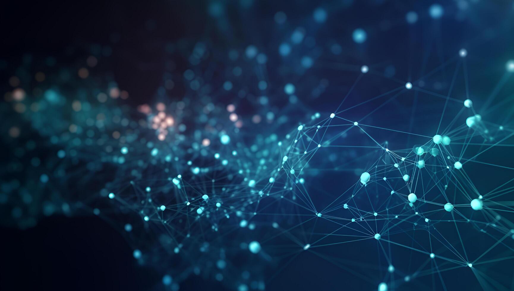 Abstract blue digital data background. Network connection structure. Structural connection of information. Data transfer in network connection. Data technology. 3D rendering. photo