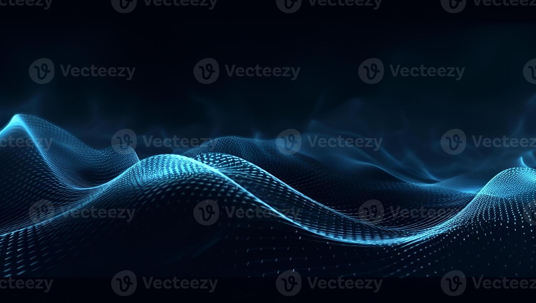 Abstract blue particle background. Flow wave with dot landscape. Digital data structure. Future mesh or sound grid. photo