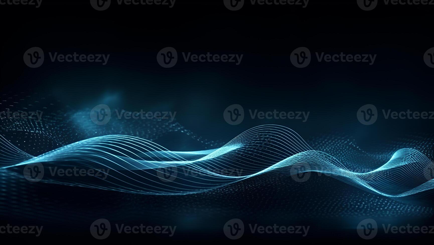Abstract blue particle background. Flow wave with dot landscape. Digital data structure. Future mesh or sound grid. photo