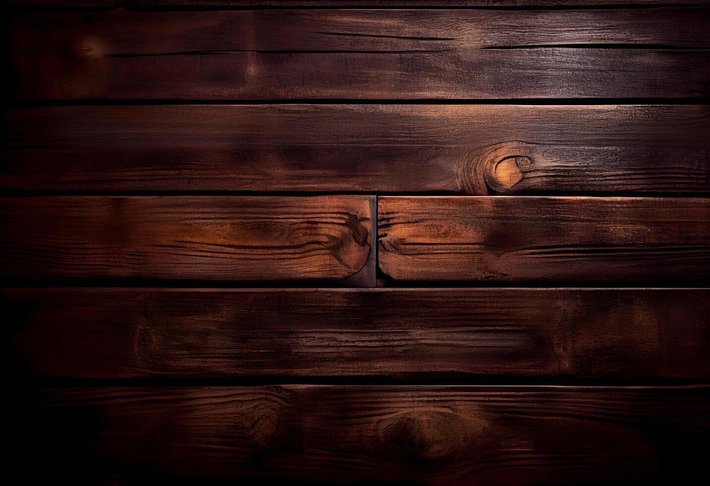 vacío oscuro de madera mesa para producto. ai generado foto