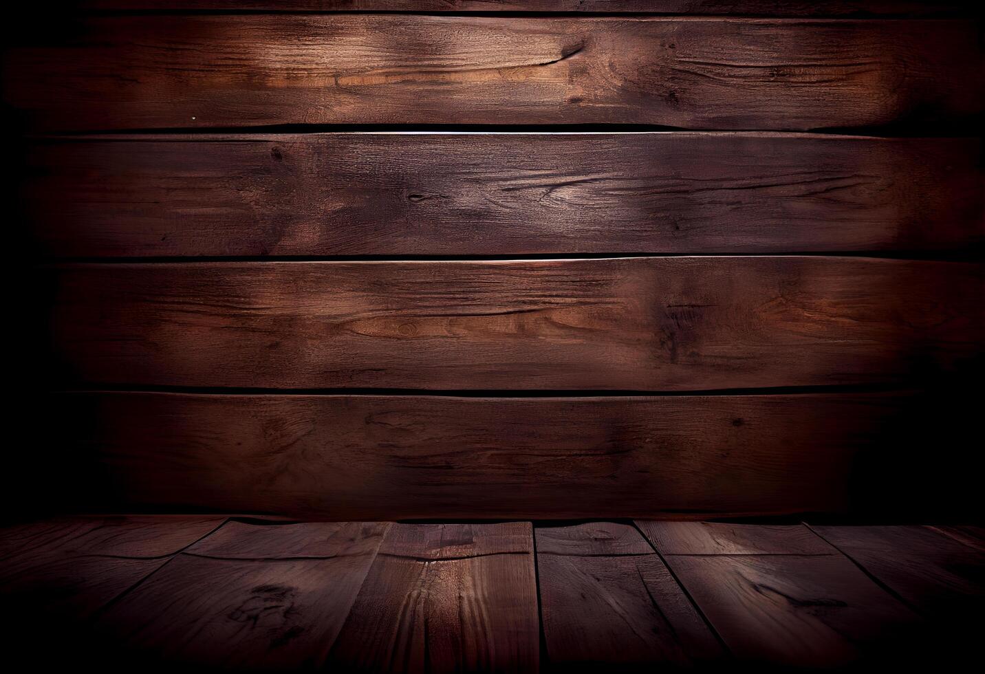 Empty Dark wooden table for product. AI generated photo