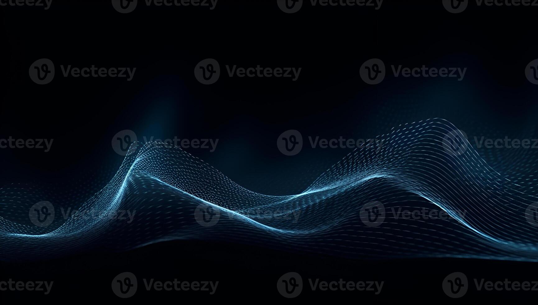 Abstract blue particle background. Flow wave with dot landscape. Digital data structure. Future mesh or sound grid. photo