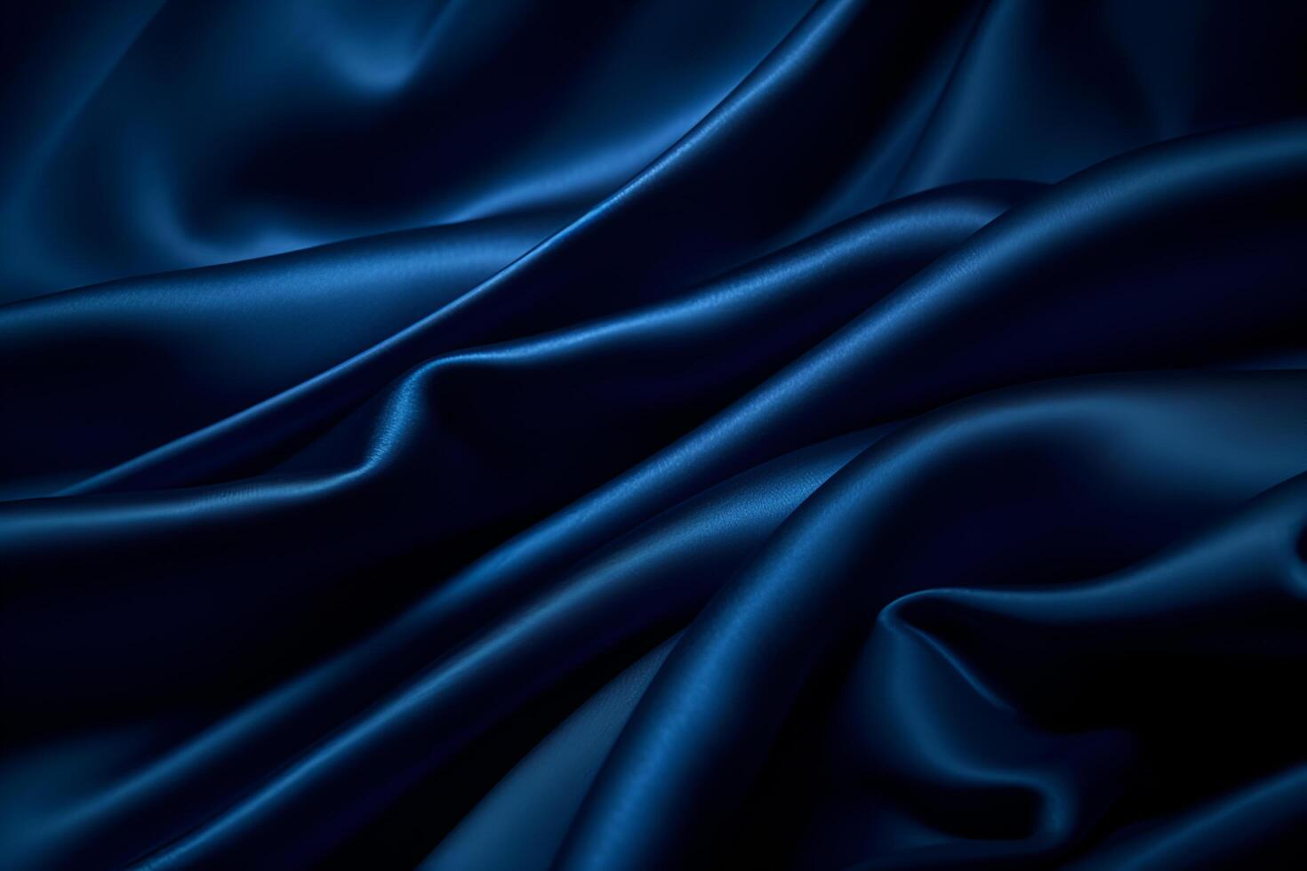 Smooth elegant dark blue silk or satin luxury cloth texture can use as abstract background. Luxurious background design. AI generated photo