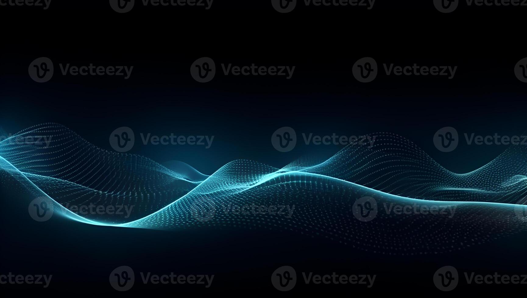 Abstract blue particle background. Flow wave with dot landscape. Digital data structure. Future mesh or sound grid. photo