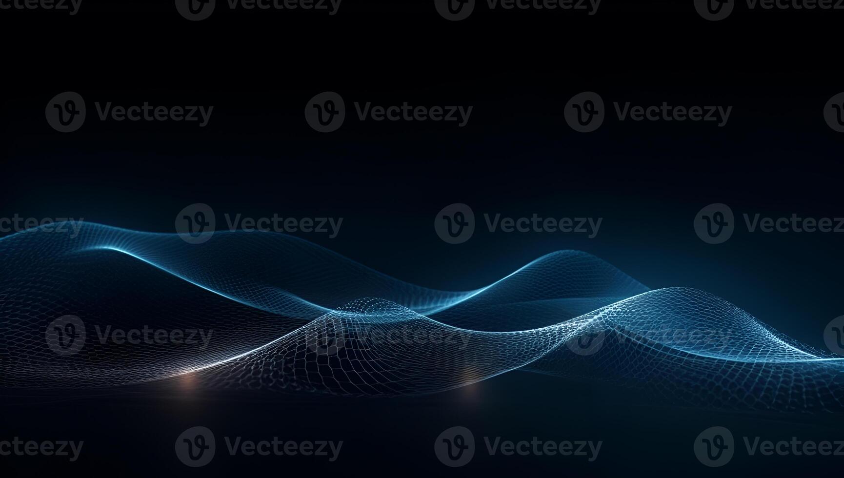 Abstract blue particle background. Flow wave with dot landscape. Digital data structure. Future mesh or sound grid. photo