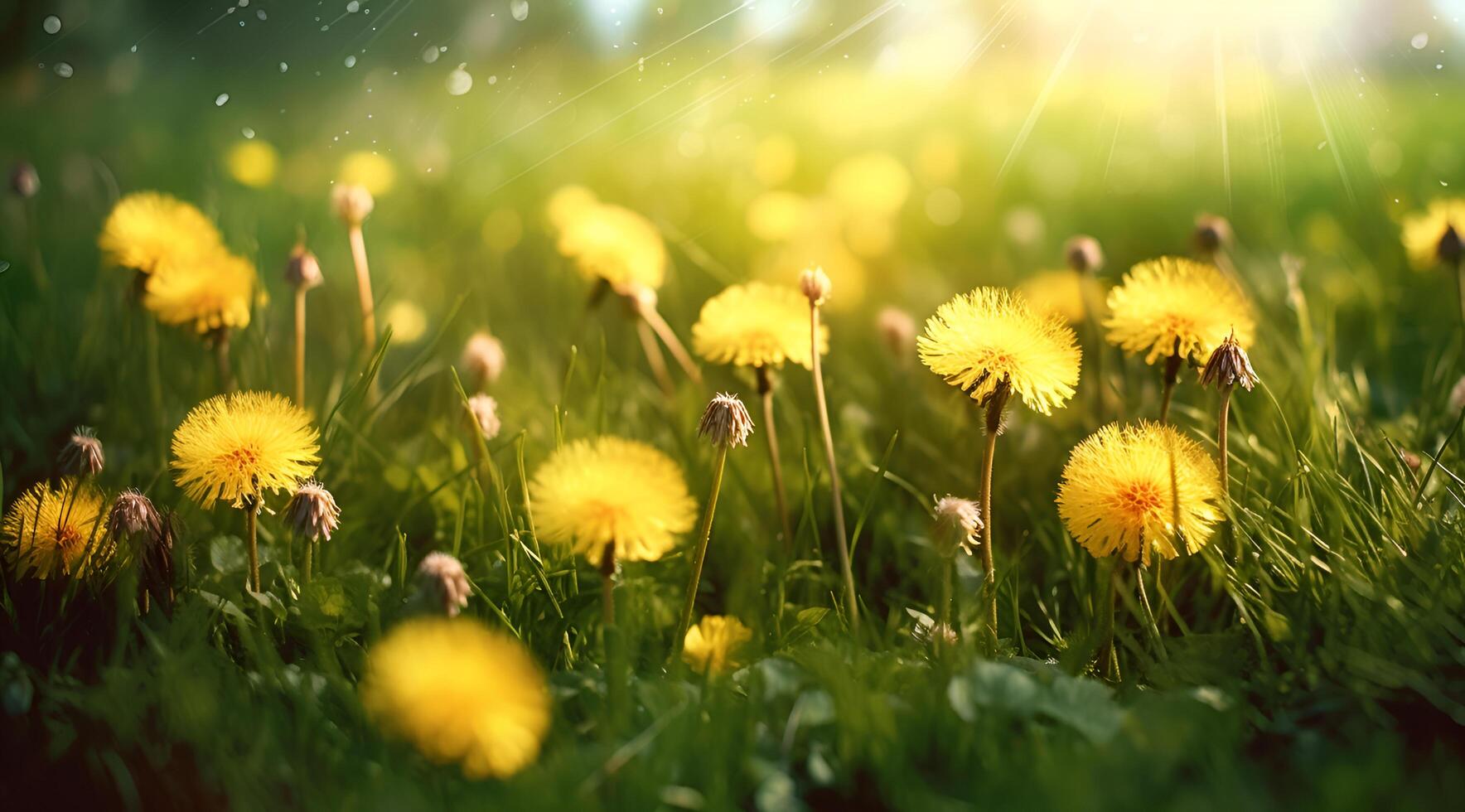 Chamomile field flowers border. Beautiful nature scene with blooming medical chamomilles in sun flare. Alternative medicine Spring Daisy. Summer flowers. Summer background. photo