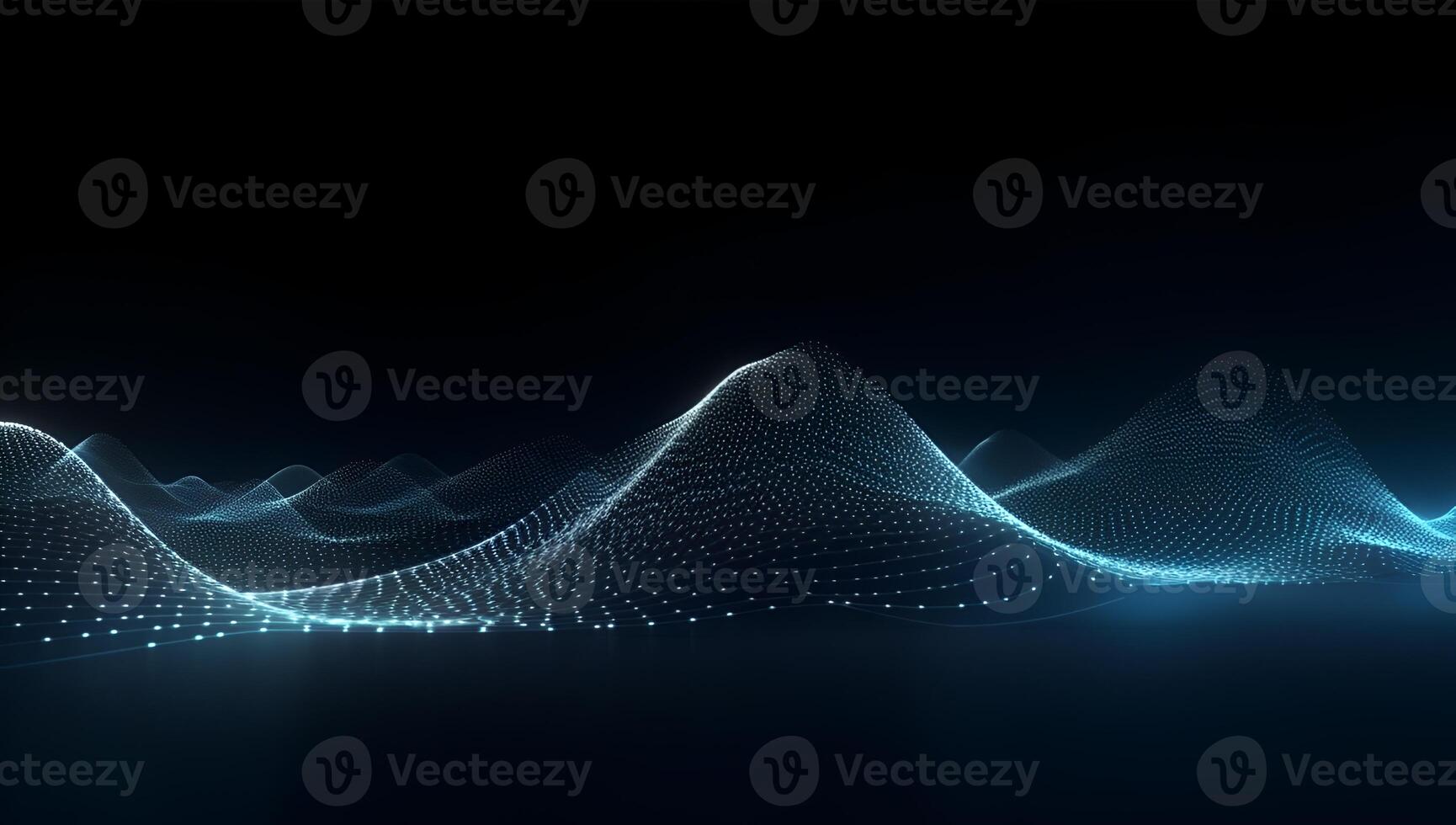Abstract blue particle background. Flow wave with dot landscape. Digital data structure. Future mesh or sound grid. photo