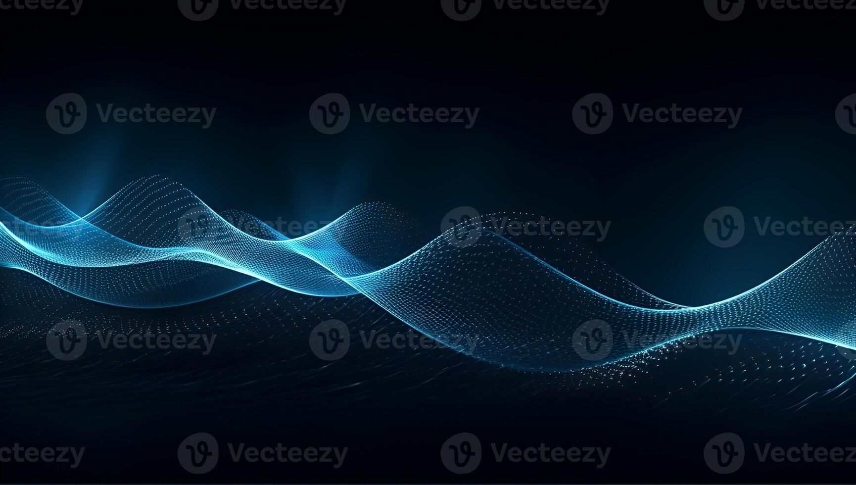 Abstract blue particle background. Flow wave with dot landscape. Digital data structure. Future mesh or sound grid. photo