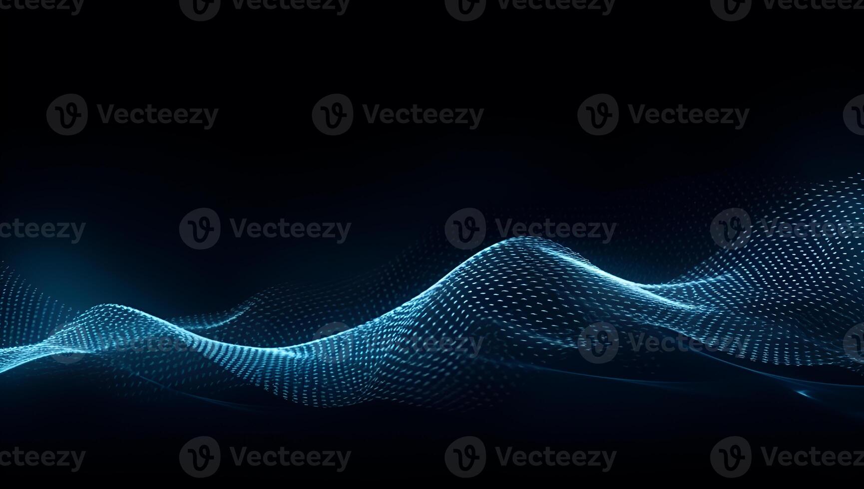 Abstract blue particle background. Flow wave with dot landscape. Digital data structure. Future mesh or sound grid. photo