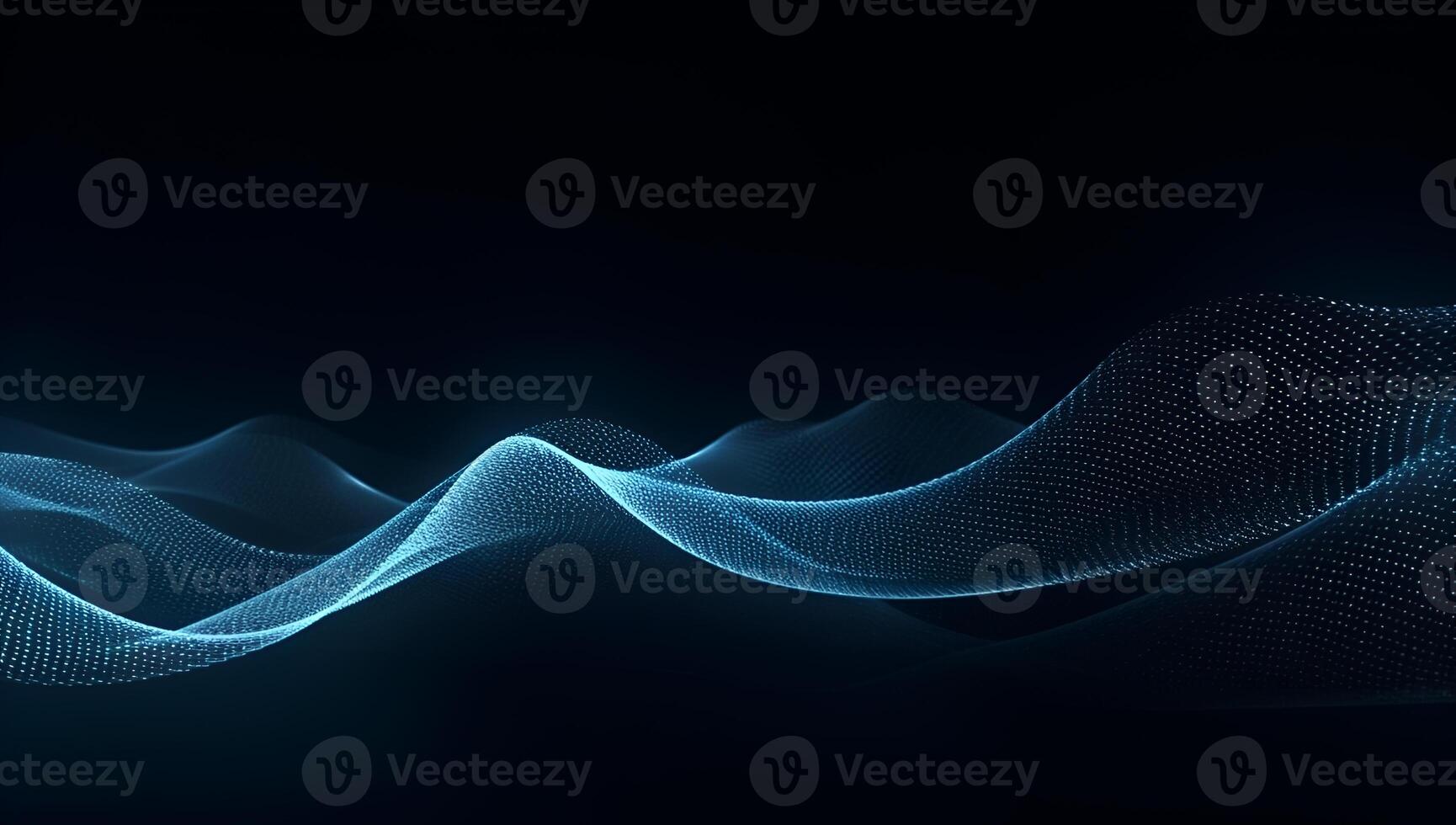 Abstract blue particle background. Flow wave with dot landscape. Digital data structure. Future mesh or sound grid. photo