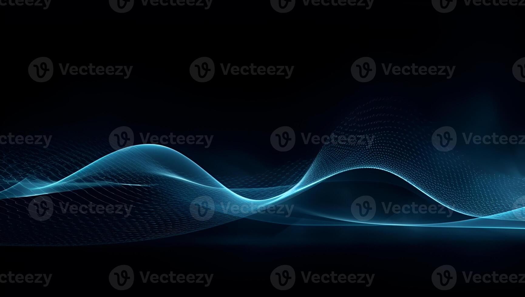 Abstract blue particle background. Flow wave with dot landscape. Digital data structure. Future mesh or sound grid. photo