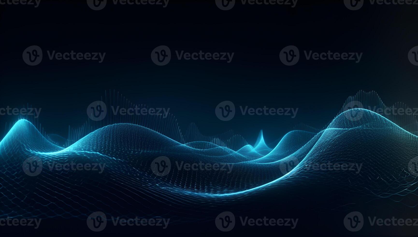 Abstract blue particle background. Flow wave with dot landscape. Digital data structure. Future mesh or sound grid. photo