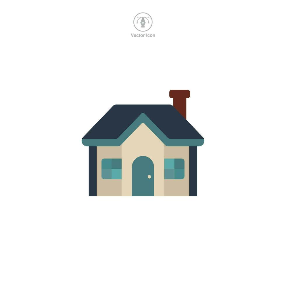 Home icon vector displays a stylized house. It represents the concept of home, housing, domesticity or return to the start
