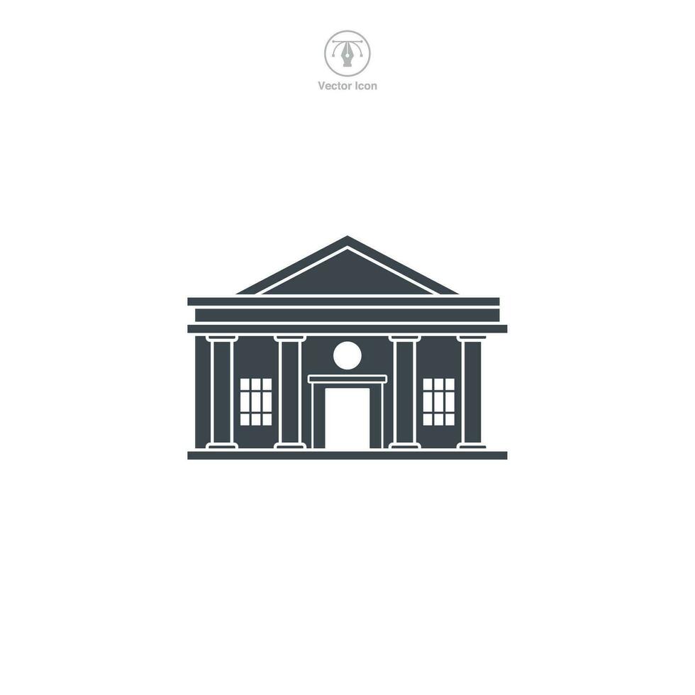 banco icono vector representa un estilizado financiero institución, simbolizando finanzas, bancario, inversión, ahorros, y dinero actas