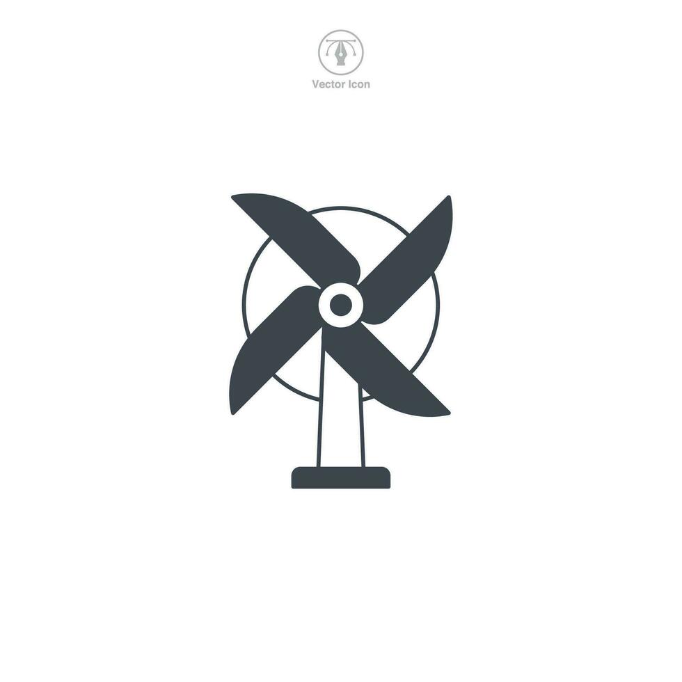 Wind Turbine icon vector illustrates a stylized power generator, symbolizing renewable energy, wind power, sustainability, ecology, and innovation