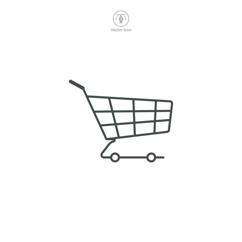 A vector illustration of a shopping cart icon, representing commerce, retail, or online shopping. Perfect for e-commerce platforms, purchase, or checkout symbols