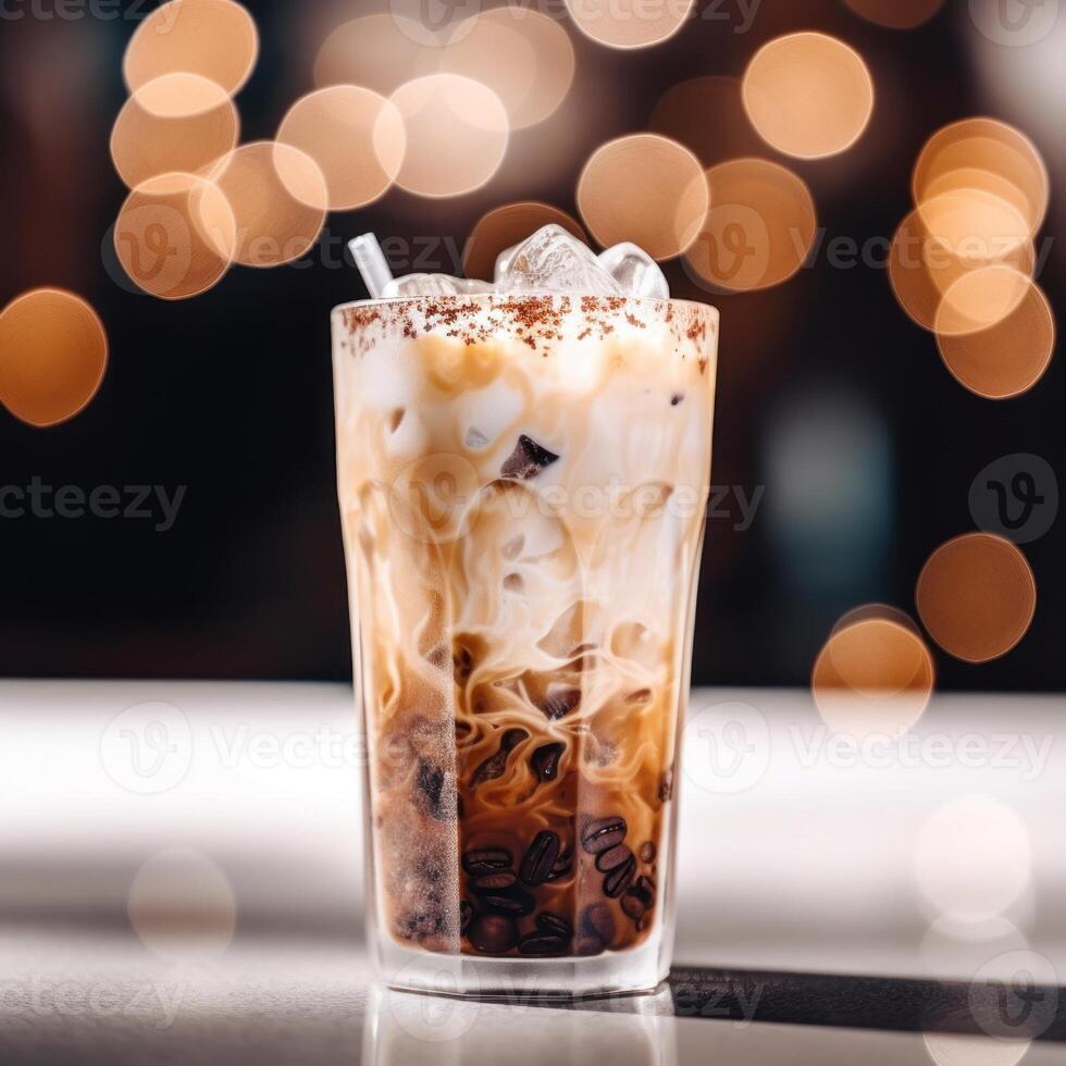 stock photo of a cup iced Cappucino food photography
