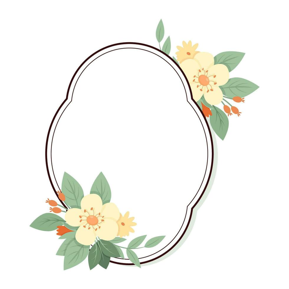 Vintage label with flowers around vector