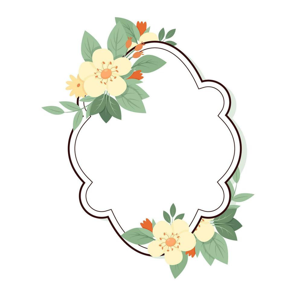 White vintage label with flower and leaf arrangements vector