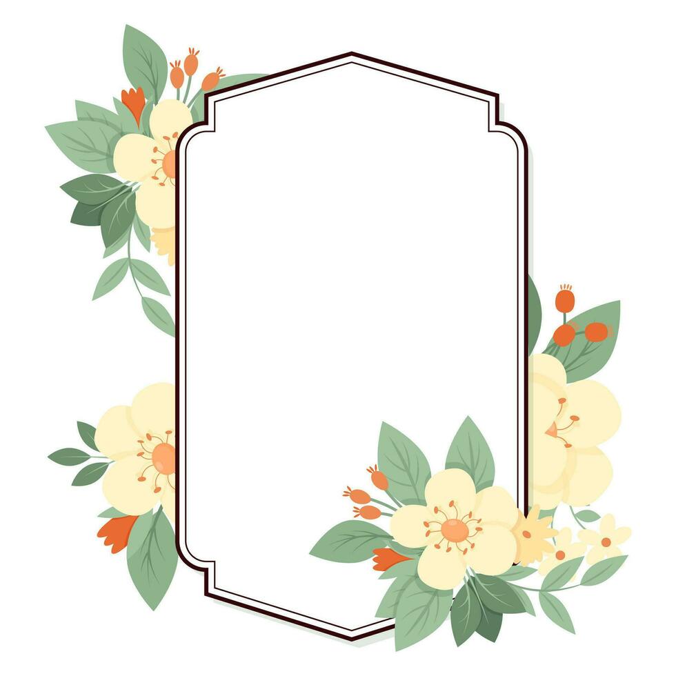 Vintage label with flowers and leaves vector