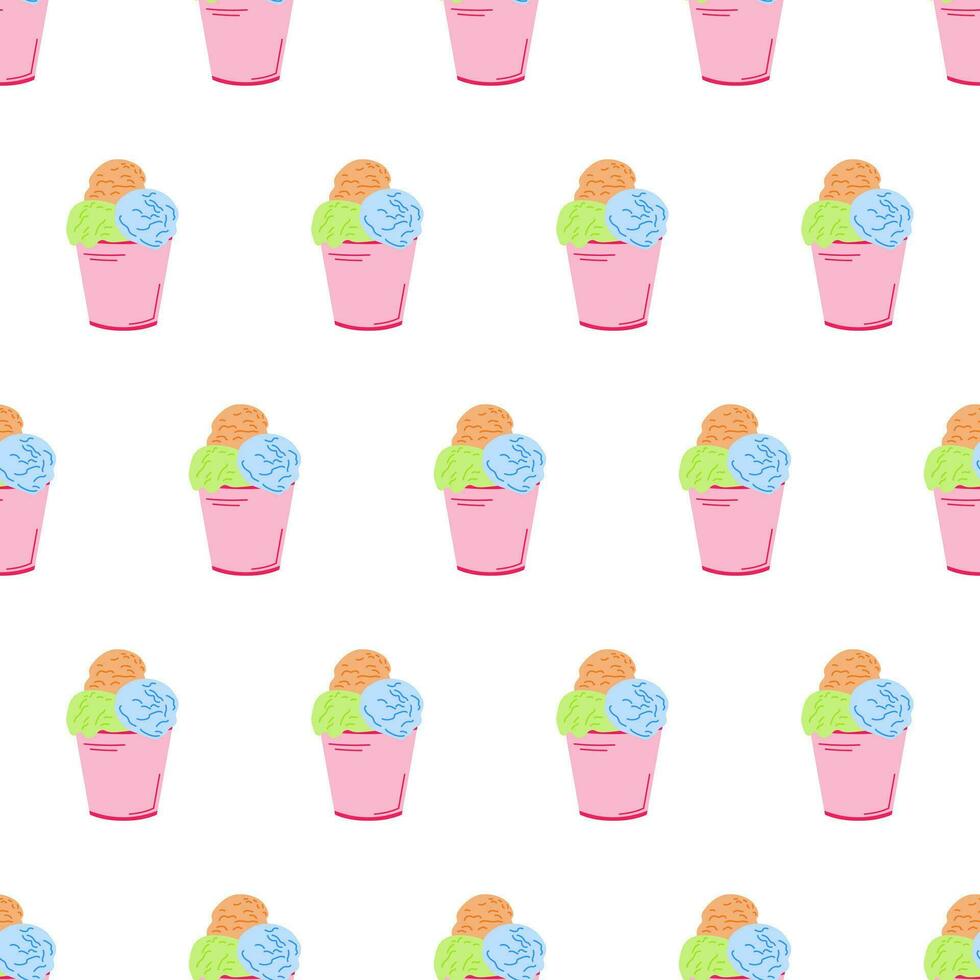 Seamless Pattern with Sorbet Ice Creams In Paper Cups vector