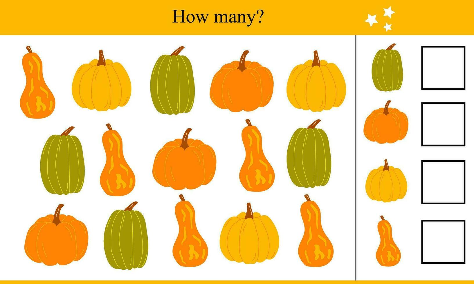 How Many Pumpkins. Educational Game For Children vector