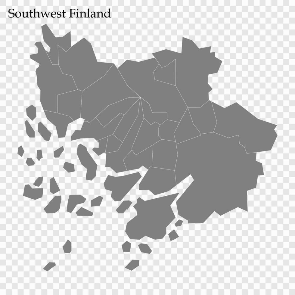 alto calidad mapa región de Finlandia vector