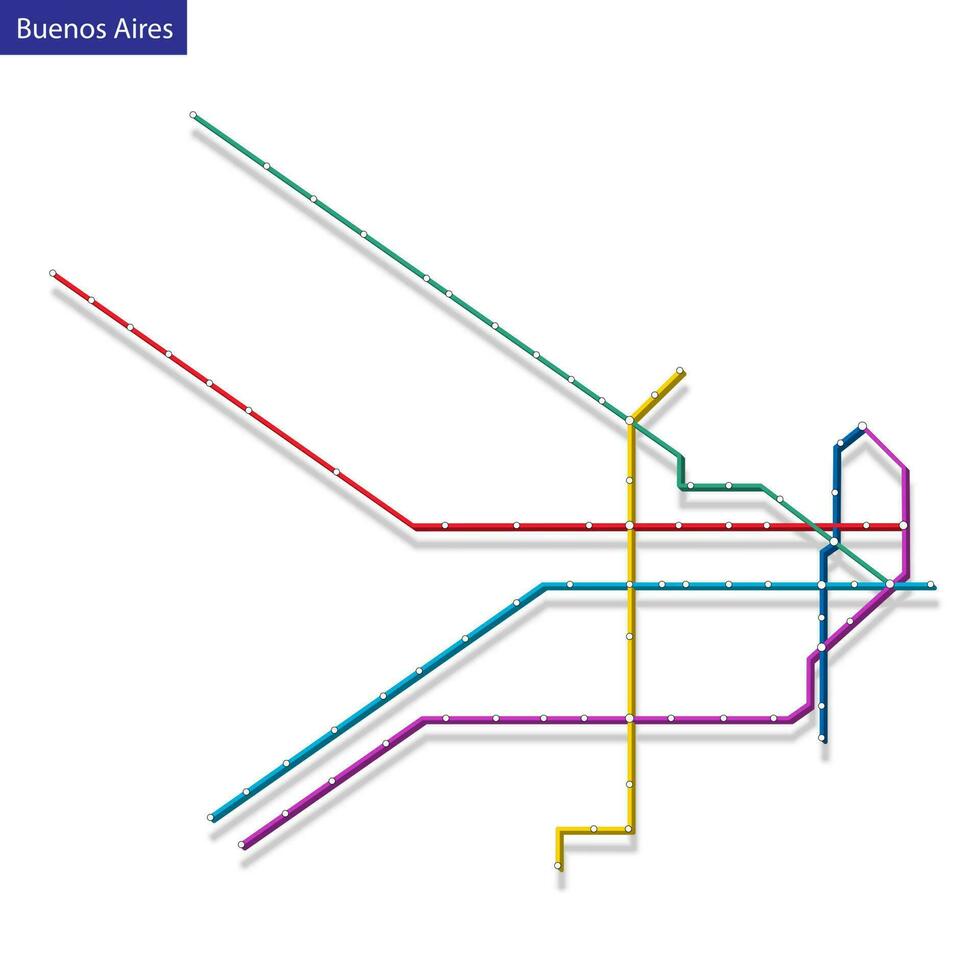 3d isometric Map of the Buenos Aires metro subway vector