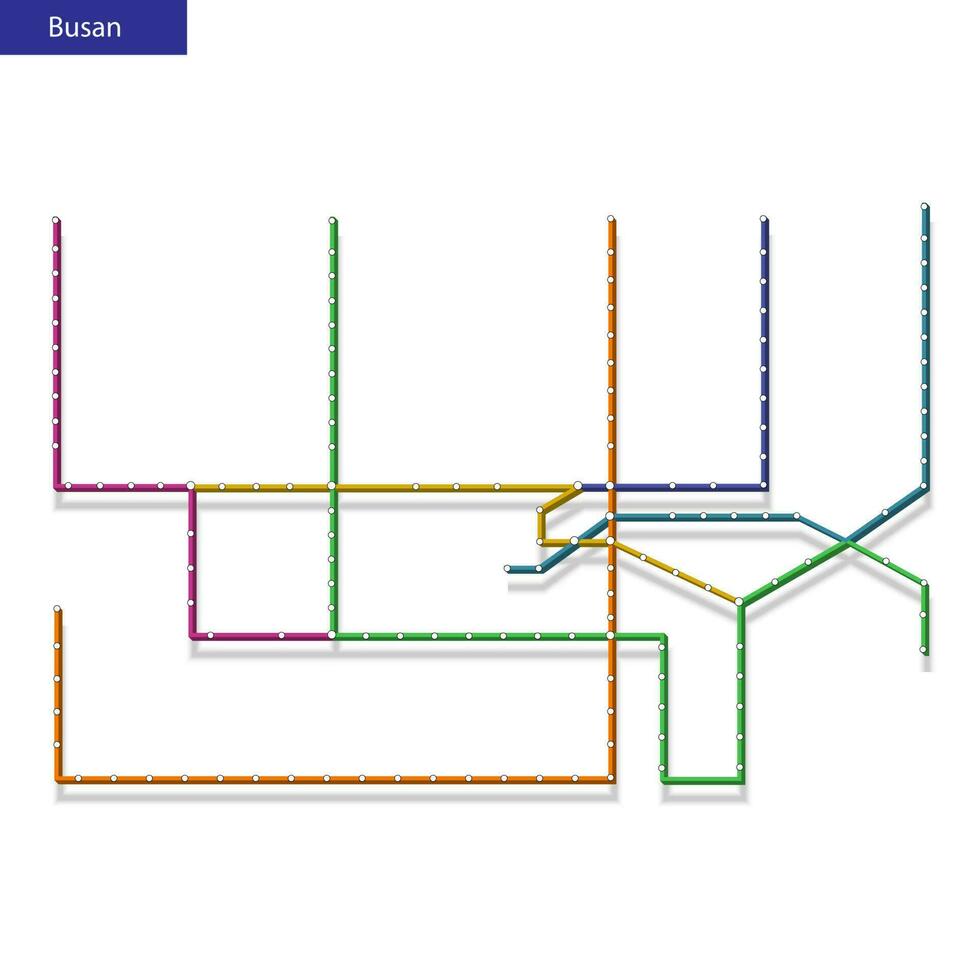 3d isometric Map of the Busan metro subway vector