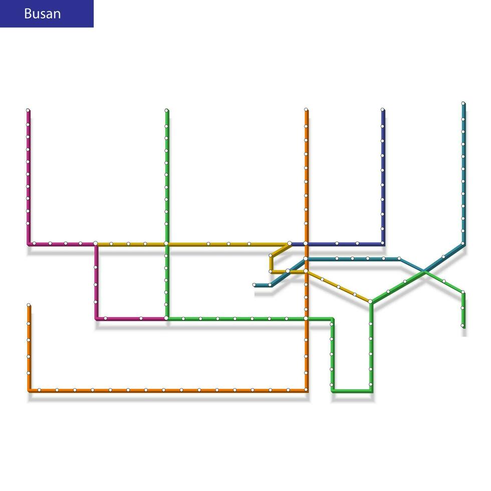 3d isométrica mapa de el Busan metro subterraneo vector