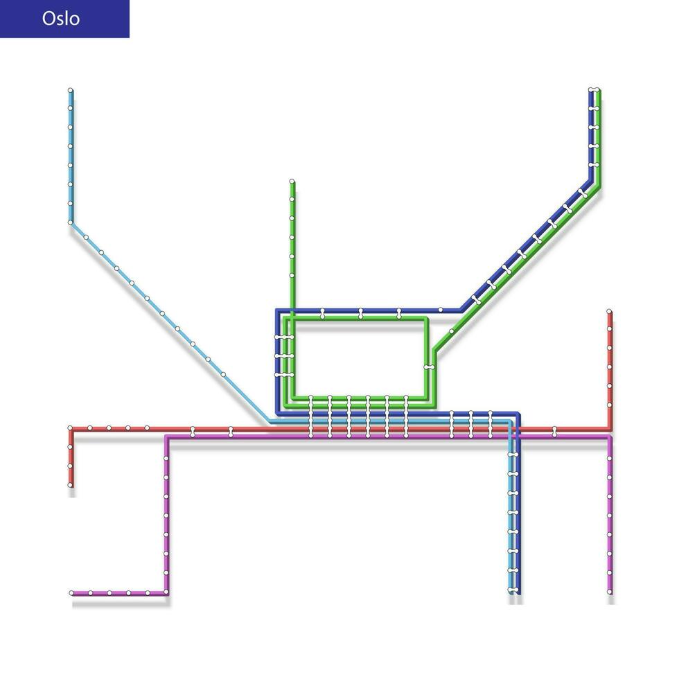 3d isometric Map of the Oslo metro subway vector