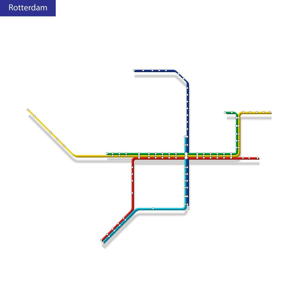 3d isometric Map of the Rotterdam metro subway vector