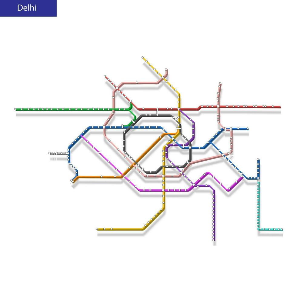 3d isométrica mapa de el Delhi metro subterraneo vector