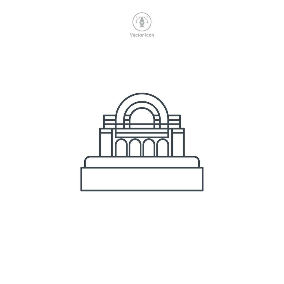 Dam icon vector shows a stylized water barrier, signifying hydroelectric power, water management, engineering, environment, and infrastructure