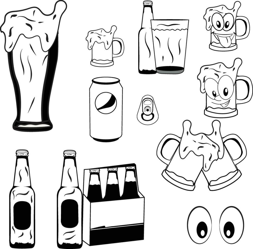 vector set of beer object