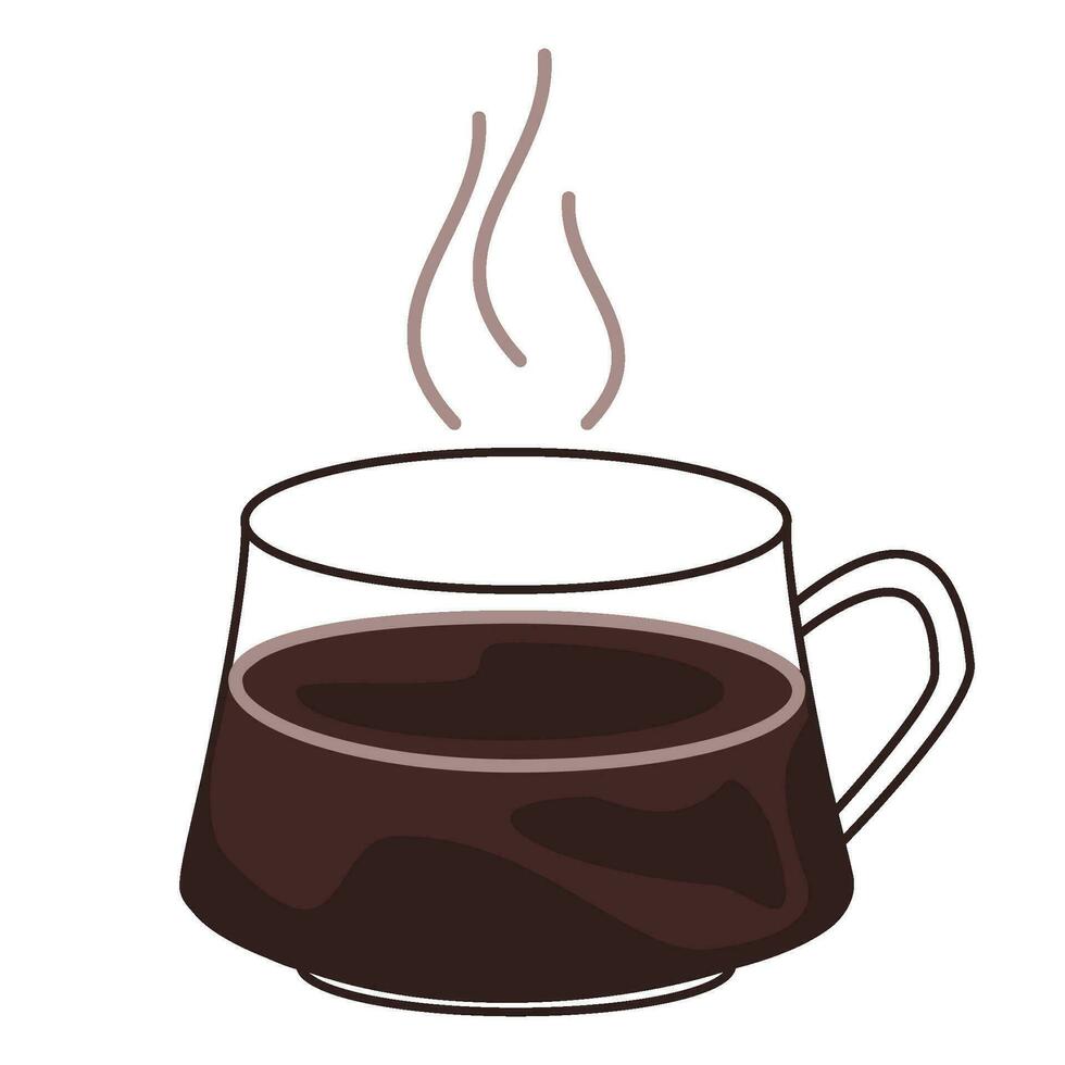 Glass cup of coffee in flat technique vector