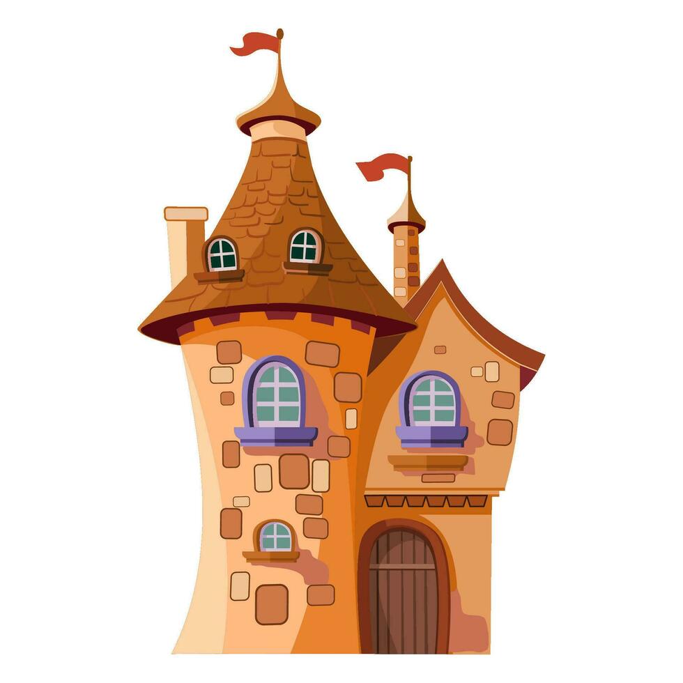 Cartoon fairytale castle in flat style vector