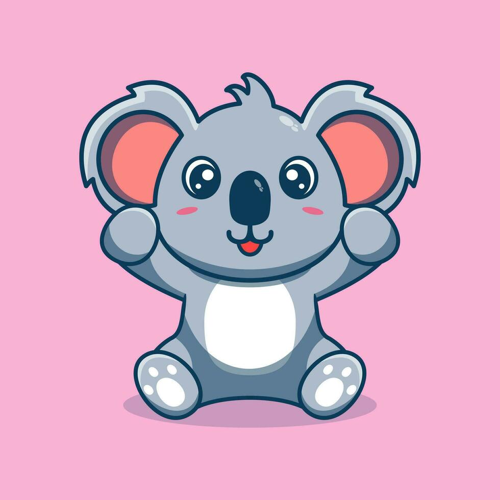 Vector koala sitting cute creative kawaii cartoon mascot logo