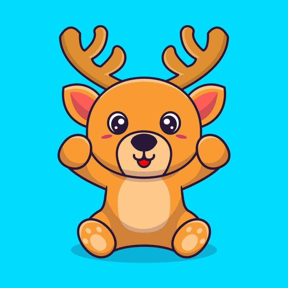 Vector deer sitting cute creative kawaii cartoon mascot logo