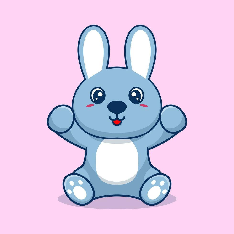 Vector rabbit sitting cute creative kawaii cartoon mascot logo