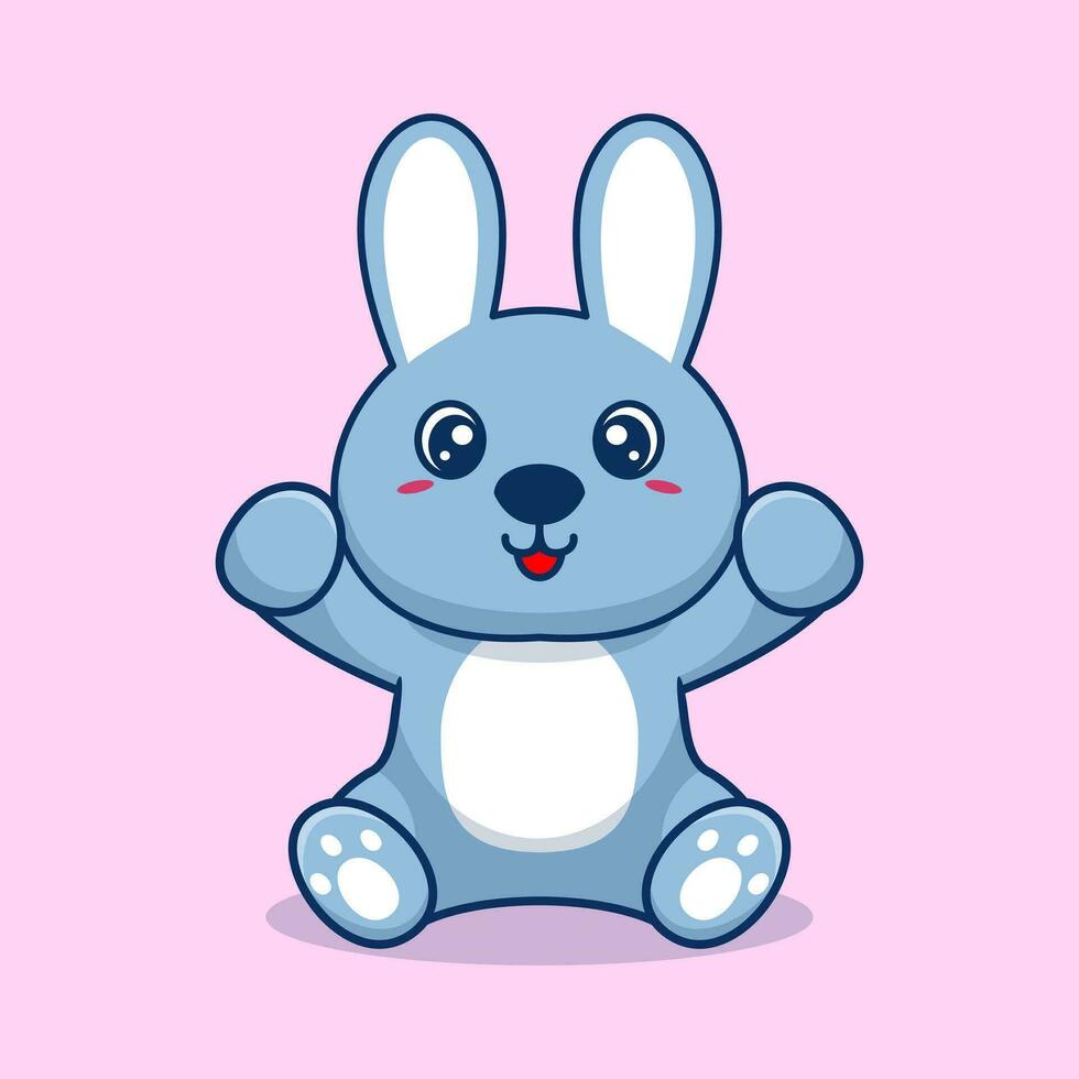 vector Conejo sentado linda creativo kawaii dibujos animados mascota logo