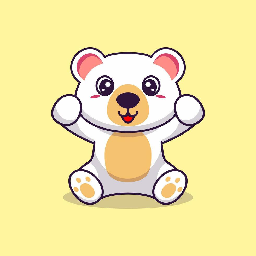 Vector bear sitting cute creative kawaii cartoon mascot logo