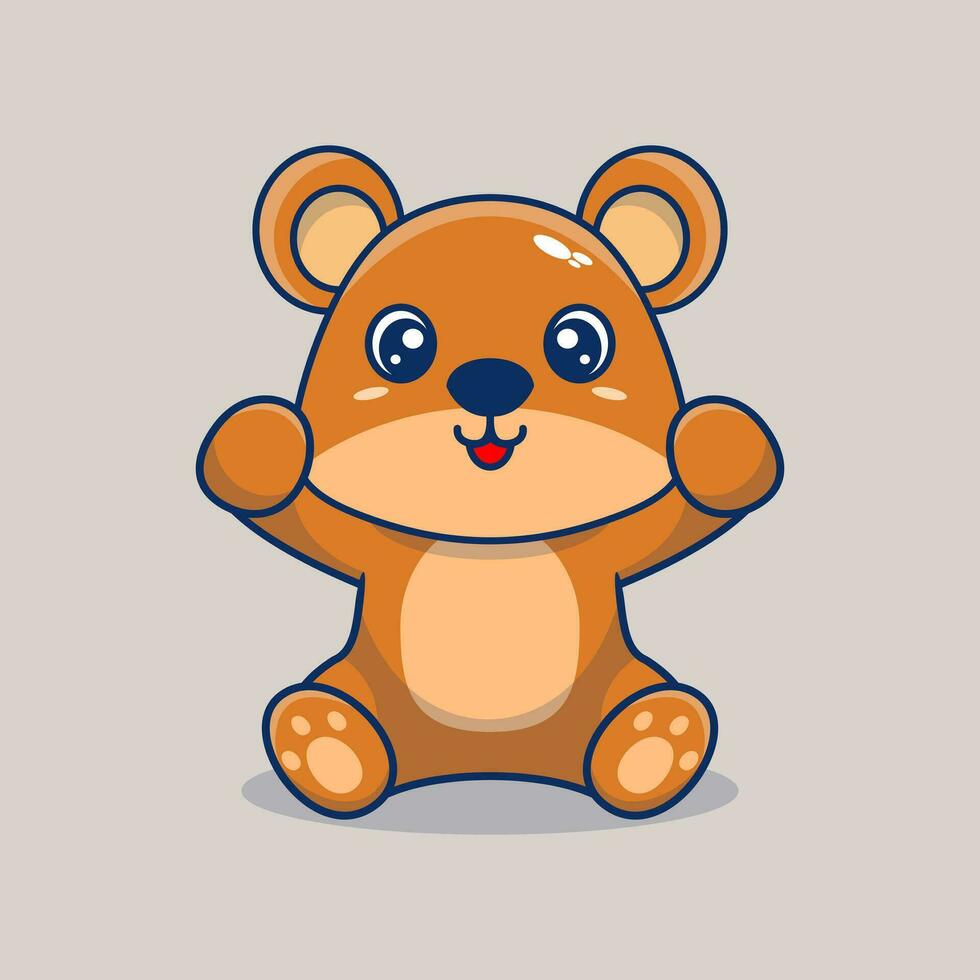 Vector teddy bear sitting cute creative kawaii cartoon mascot logo